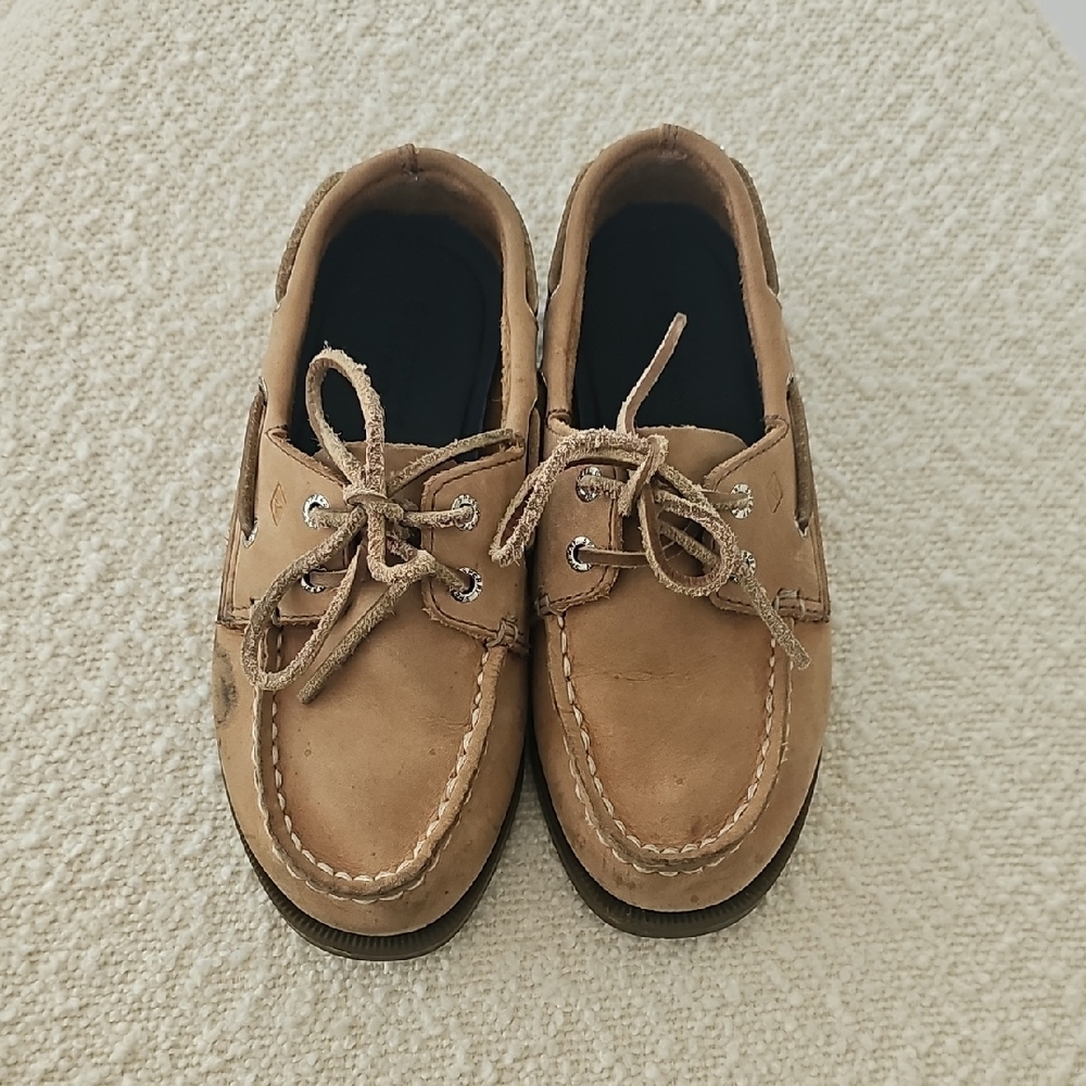 Boys Sperry Tan Leather Boat Shoes Size 12